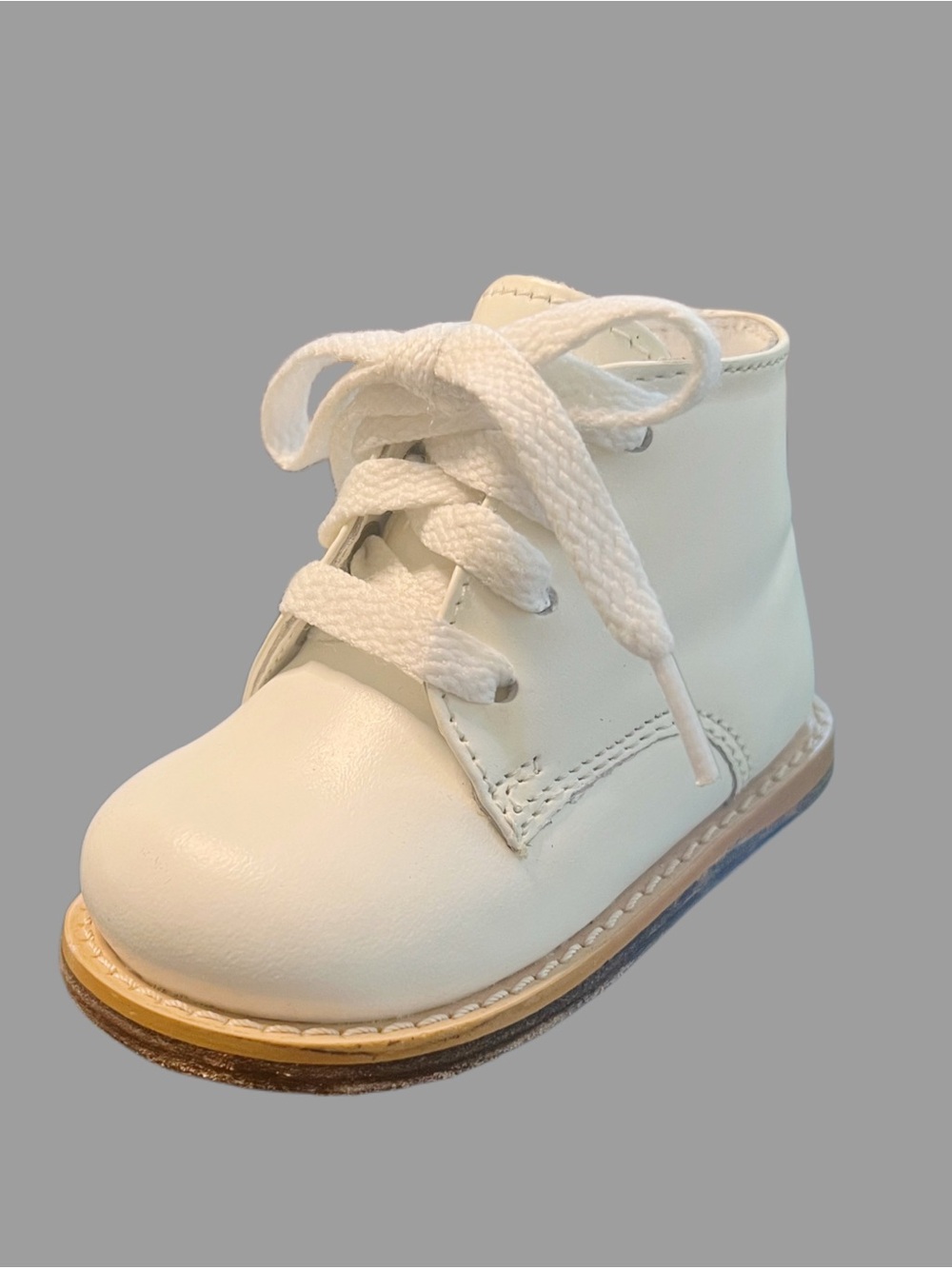 Josmo White Leather Lace-Up Leather Infant Walkers Sz 3